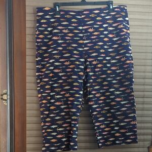 Anthropologie Maeve Capri Long Shorts Cropped Pants Retro Fish XL New